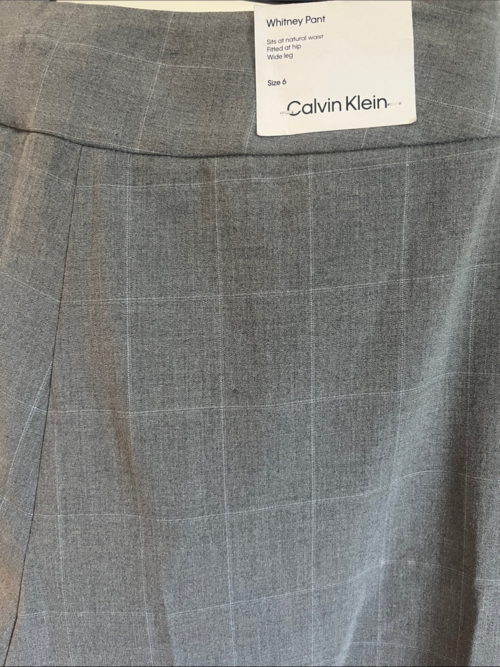 Calvin Klein Gray Plaid Wide-Leg Trousers - Picture 5 of 8